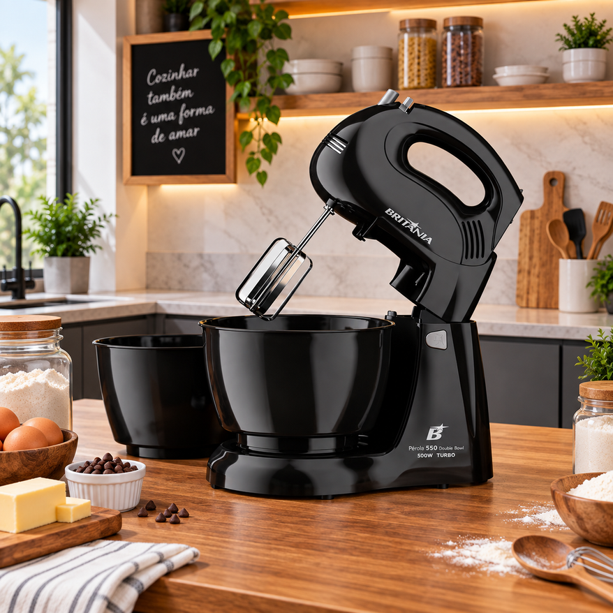 Batedeira Britânia Pérola 550 500W Turbo 2 Tigelas