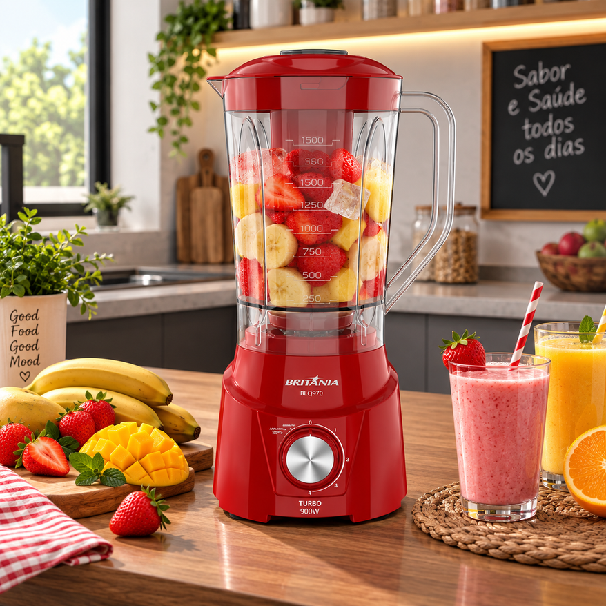 Liquidificador Britânia 900W Turbo 2,6L